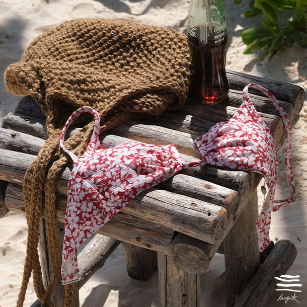 Beach bag and bikini top from  Bikini Village Tropik collection