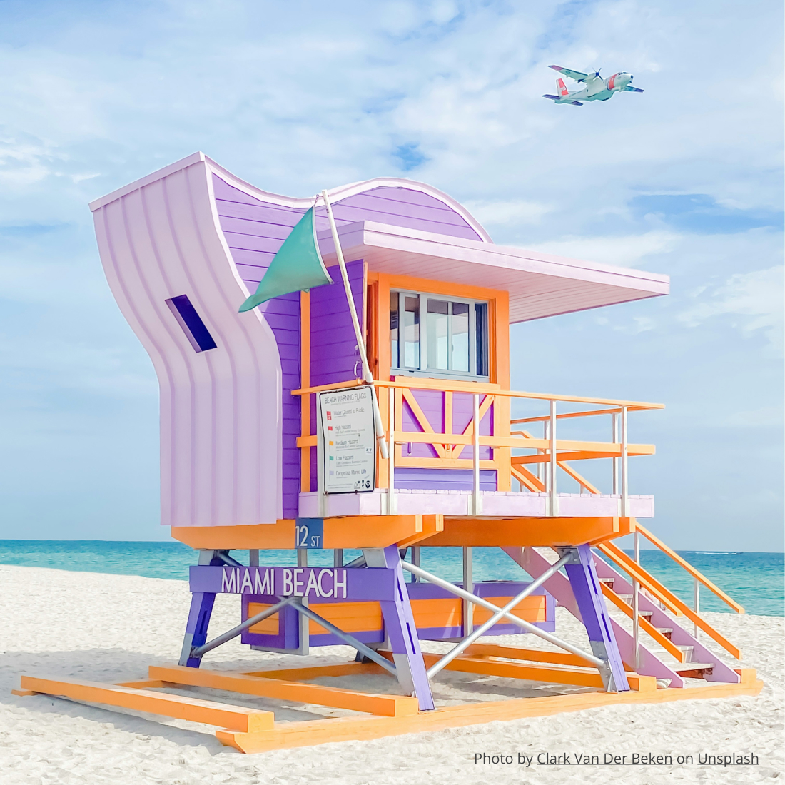 A colourful lifeguard cabin in Miami beach