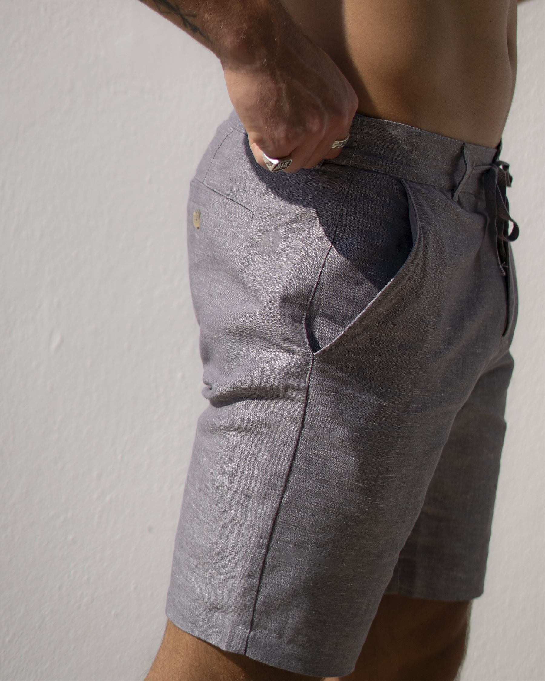 OFF THE BEACH Linen Blend Shorts Grey 04200004 - View1