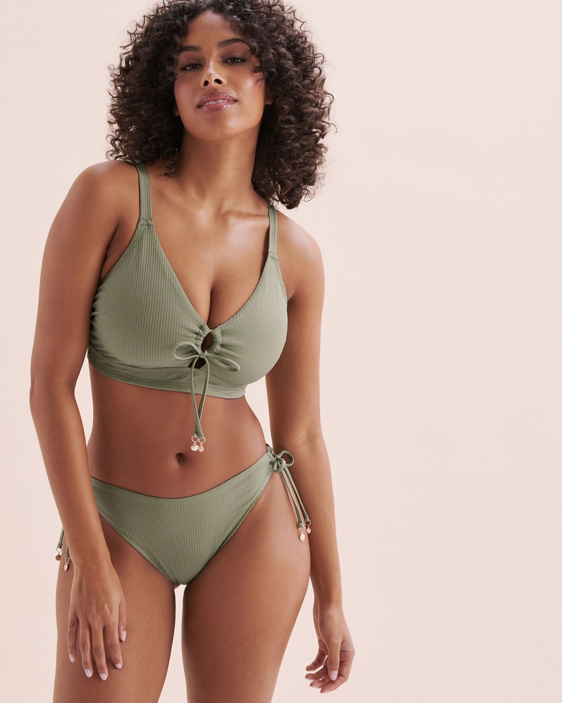 MY BIKINI STORY Malibu Shiny D Cup Bikini Top Hedge Green 01200091 - View1